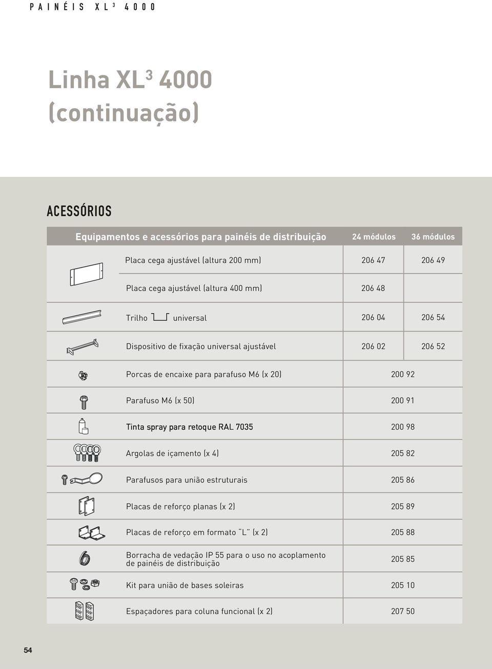 20) 200 92 Parafuso M6 (x 50) 200 91 200 98 Argolas de içamento (x 4) 205 82 Parafusos para união estruturais 205 86 Placas de reforço planas (x 2) 205 89 Placas de reforço em formato L