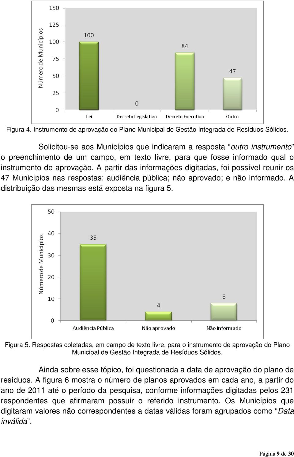 A partir das informações digitadas, foi possível reunir os 47 Municípios nas respostas: audiência pública; não aprovado; e não informado. A distribuição das mesmas está exposta na figura 5. Figura 5.