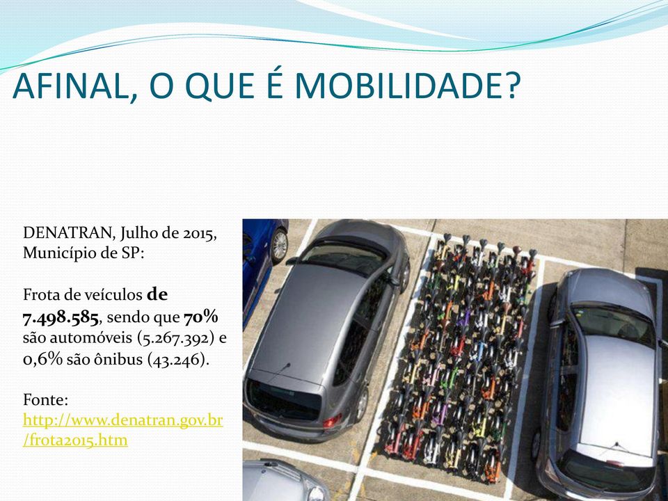 veículos de 7.498.585, sendo que 70% são automóveis (5.