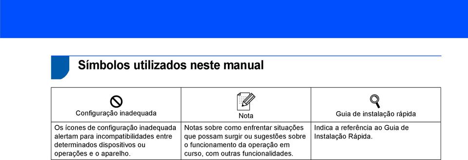 operações e o aparelho.