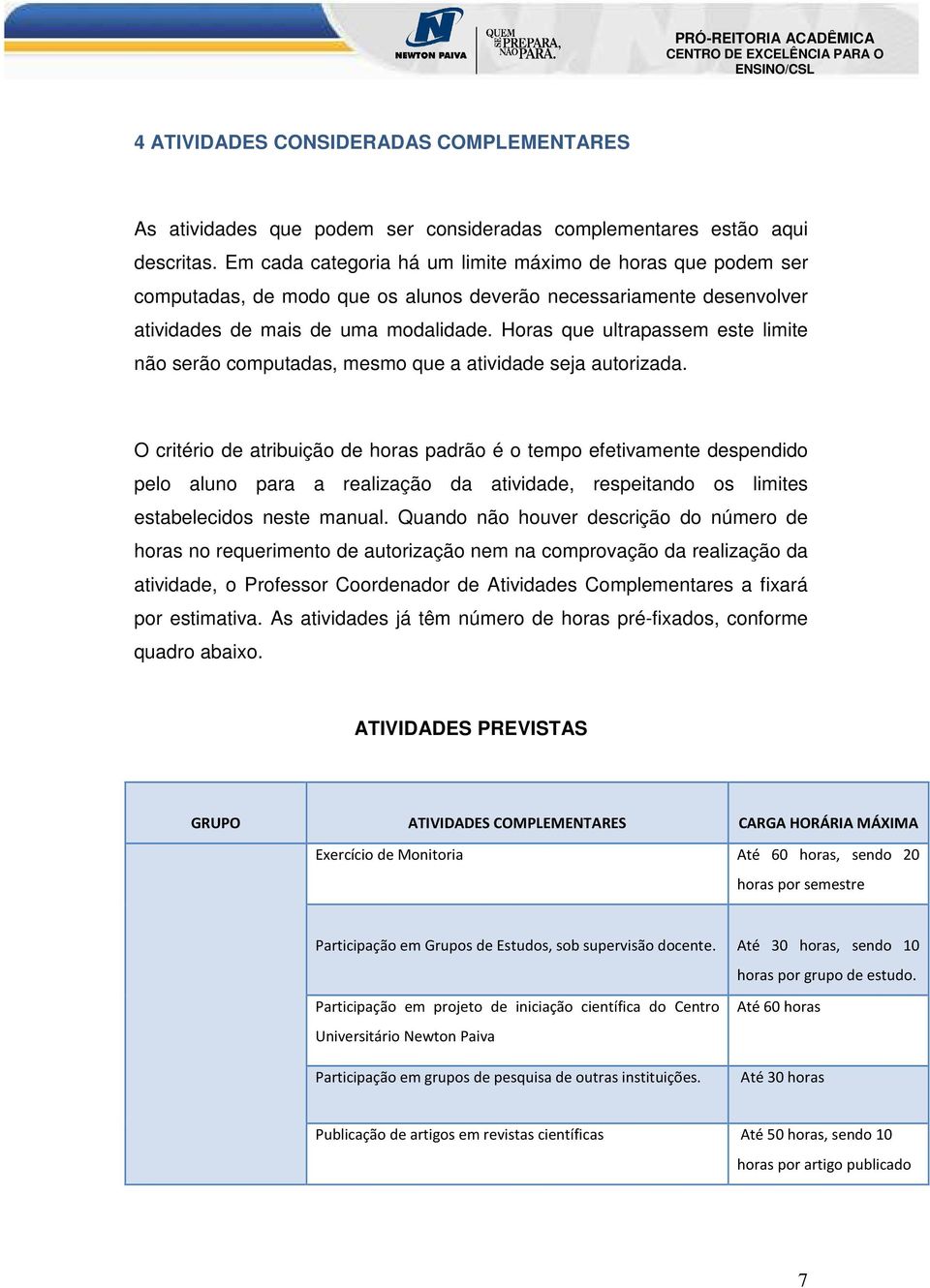 Horas que ultrapassem este limite não serão computadas, mesmo que a atividade seja autorizada.