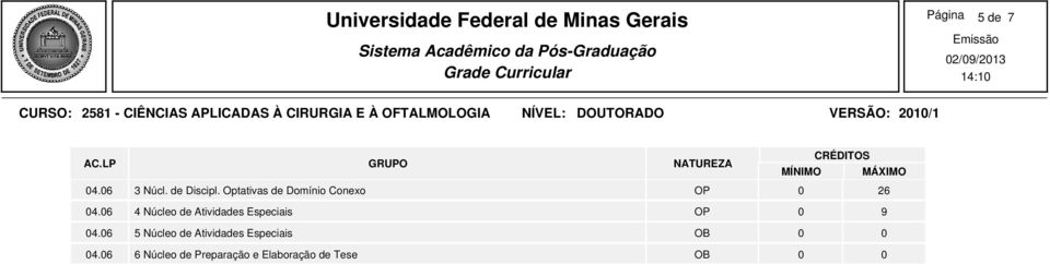 06 4 Núcleo de Atividades Especiais OP 0 9.