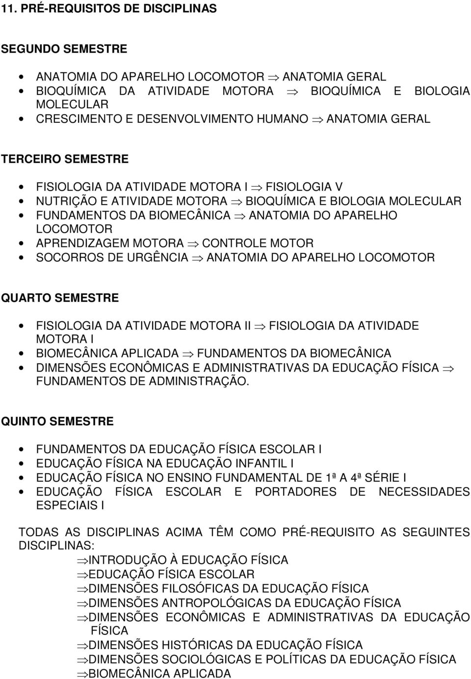 APRENDIZAGEM MOTORA CONTROLE MOTOR SOCORROS DE URGÊNCIA ANATOMIA DO APARELHO LOCOMOTOR QUARTO SEMESTRE FISIOLOGIA DA ATIVIDADE MOTORA II FISIOLOGIA DA ATIVIDADE MOTORA I BIOMECÂNICA APLICADA