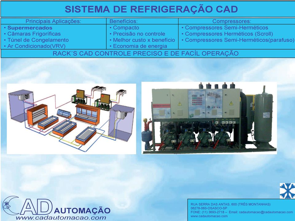 benefício Economia de energia Compressores: Compressores Semi-Herméticos Compressores