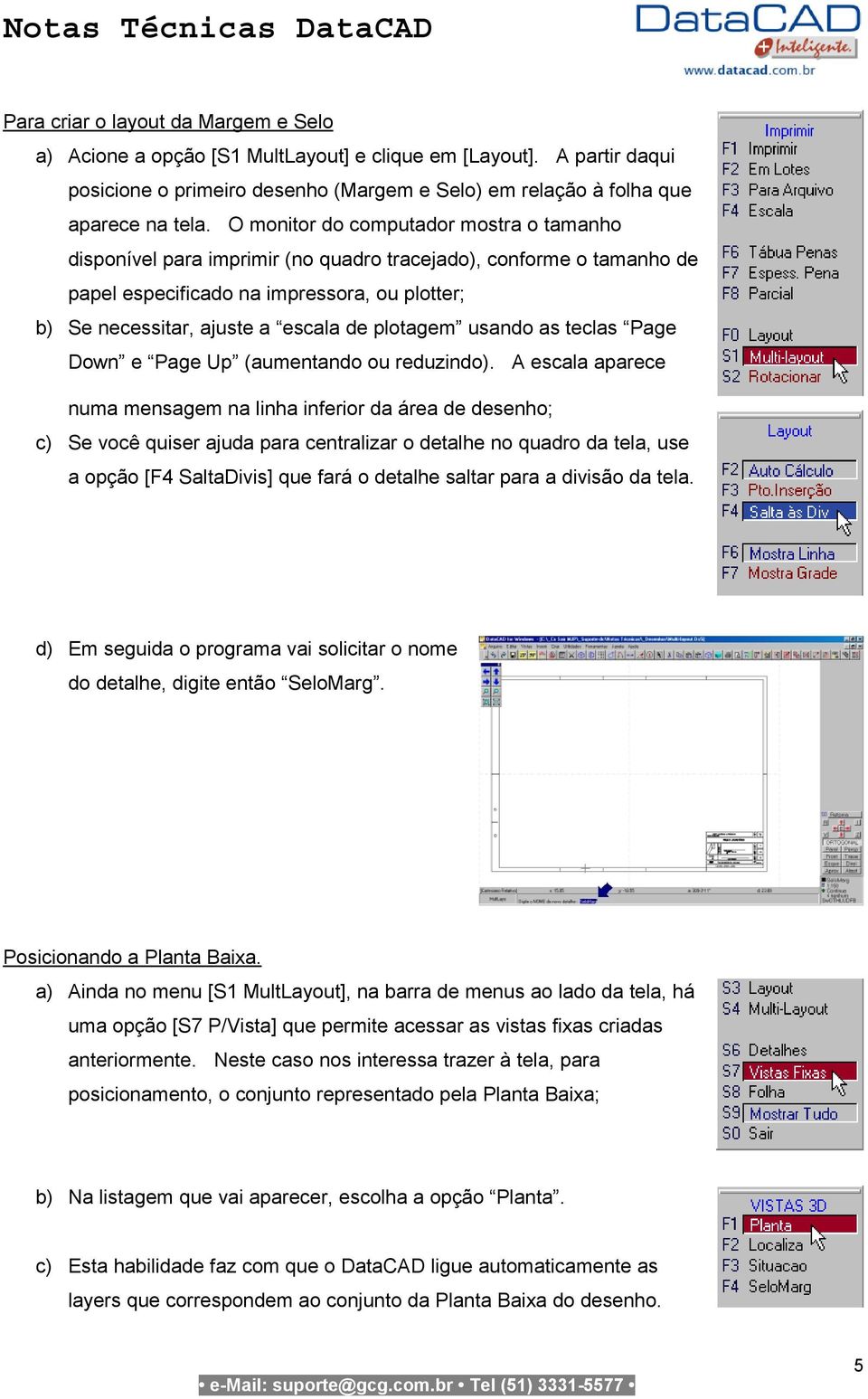 plotagem usando as teclas Page Down e Page Up (aumentando ou reduzindo).