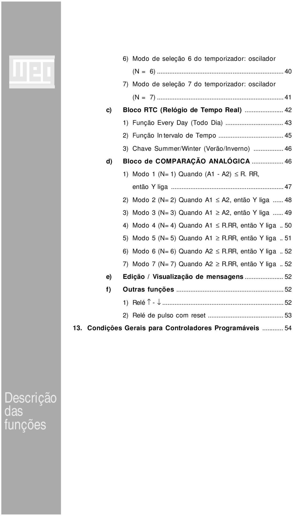 .. 47 2) Modo 2 (N=2) Quando A1 A2, então Y liga... 48 3) Modo 3 (N=3) Quando A1 A2, então Y liga... 49 4) Modo 4 (N=4) Quando A1 R.RR, então Y liga.. 50 5) Modo 5 (N=5) Quando A1 R.RR, então Y liga.. 51 6) Modo 6 (N=6) Quando A2 R.