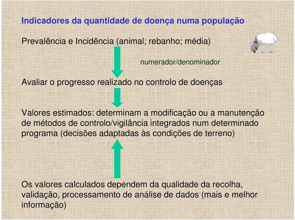 ou a manutenção de métodos de controlo/vigilância integrados num determinado programa (decisões adaptadas às condições