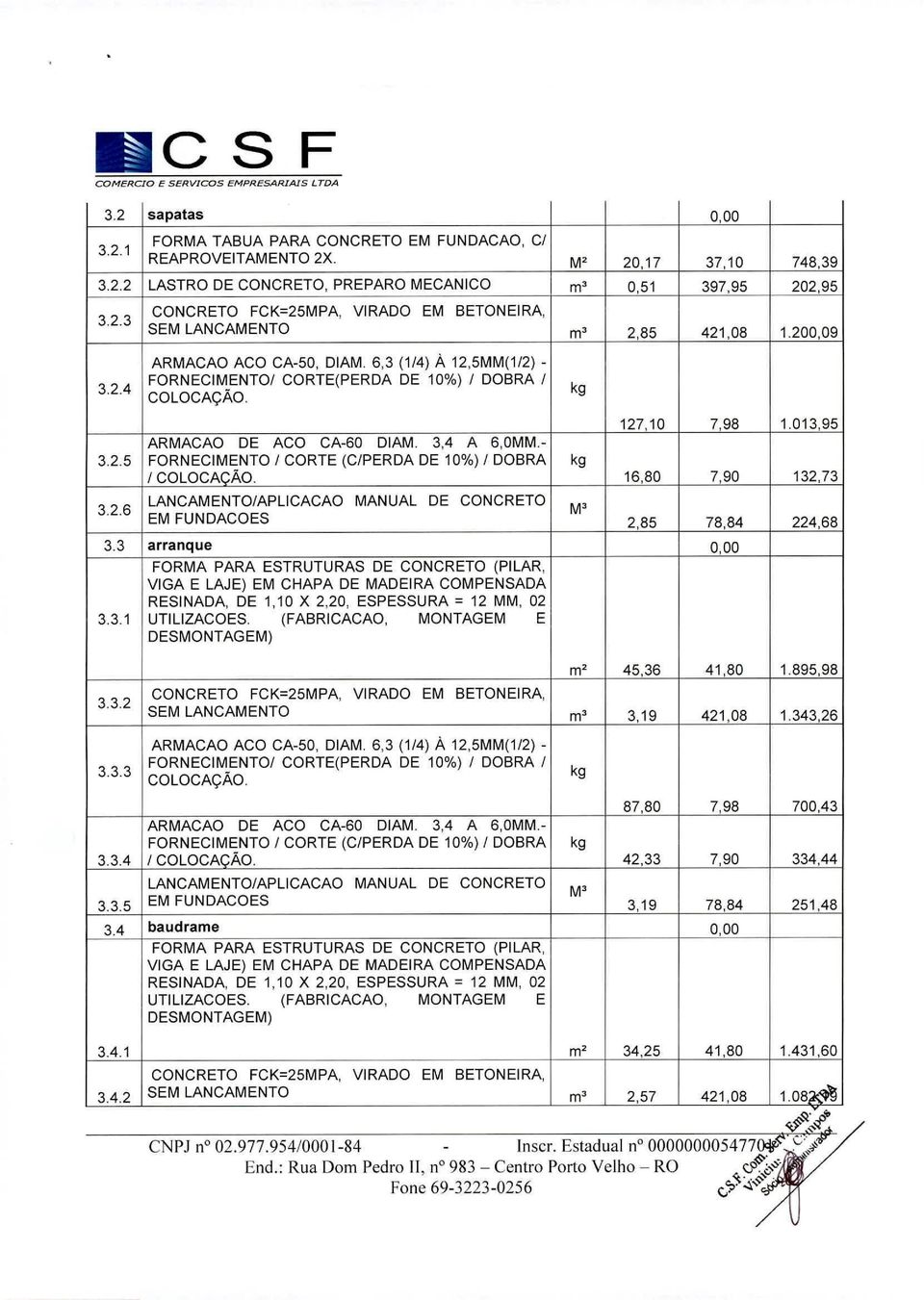 3 arranque 0,00 FORMA PARA ESTRUTURAS DE CONCRETO (PILAR, VIGA E LAJE) EM CHAPA DE MADEIRA COMPENSADA RESINADA, DE 1,10 X 2,20, ESPESSURA = 12 MM, 02 3.3.1 UTILlZACOES.