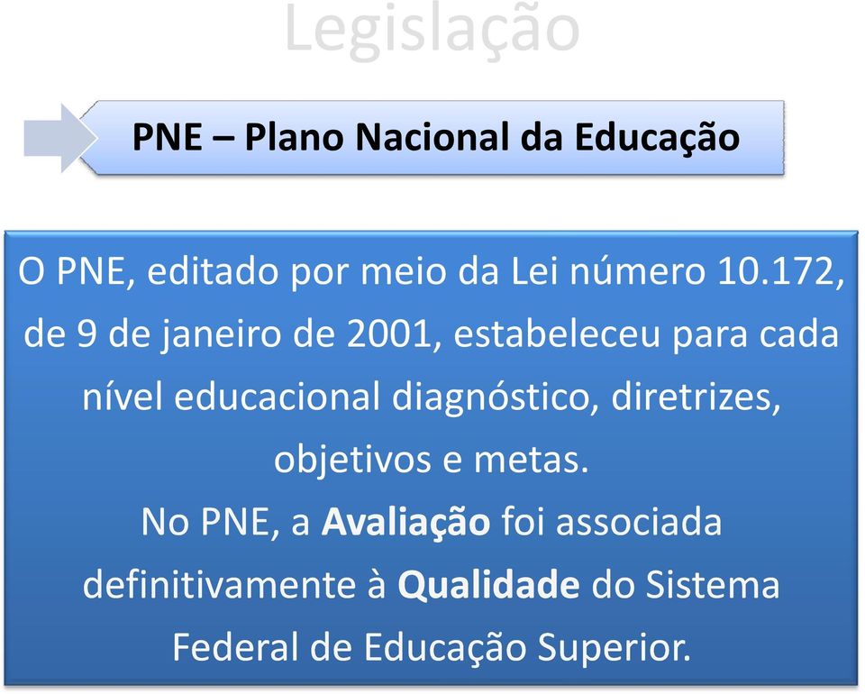 172, de 9 de janeiro de 2001, estabeleceu para cada nível educacional