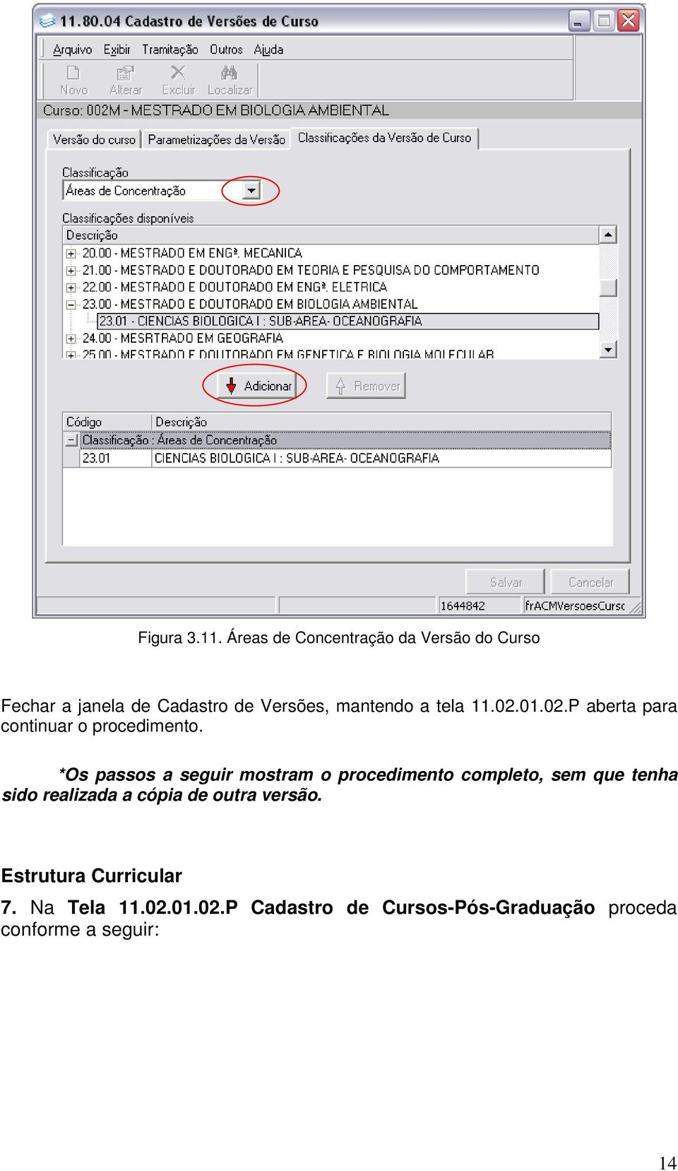 tela 11.02.01.02.P aberta para continuar o procedimento.