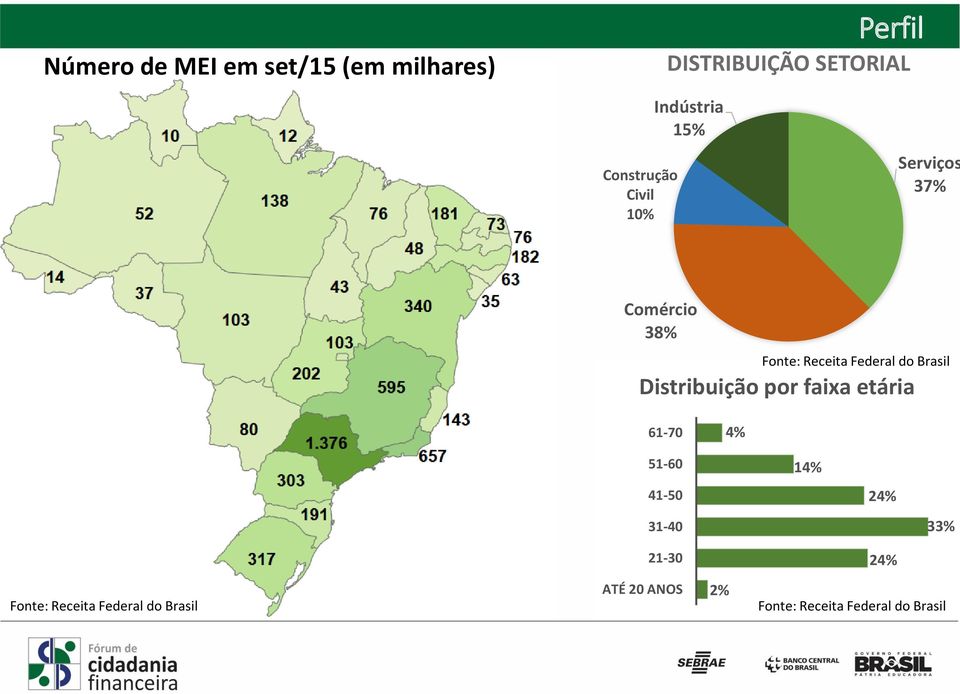 Brasil Distribuição por faixa etária 61-70 4% 51-60 14% 41-50 24% 31-40 33%