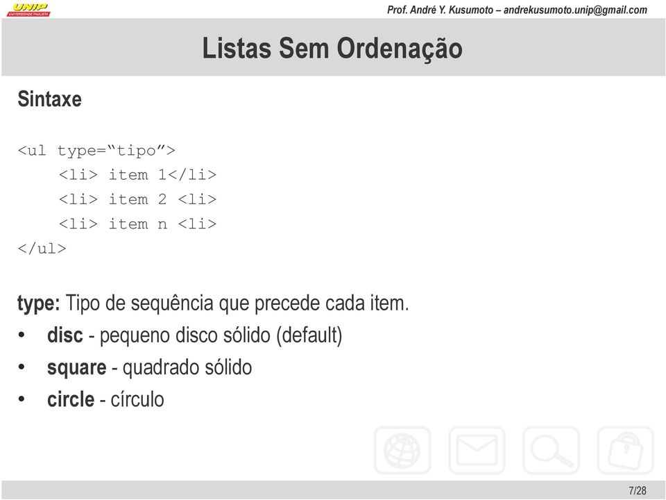 de sequência que precede cada item.