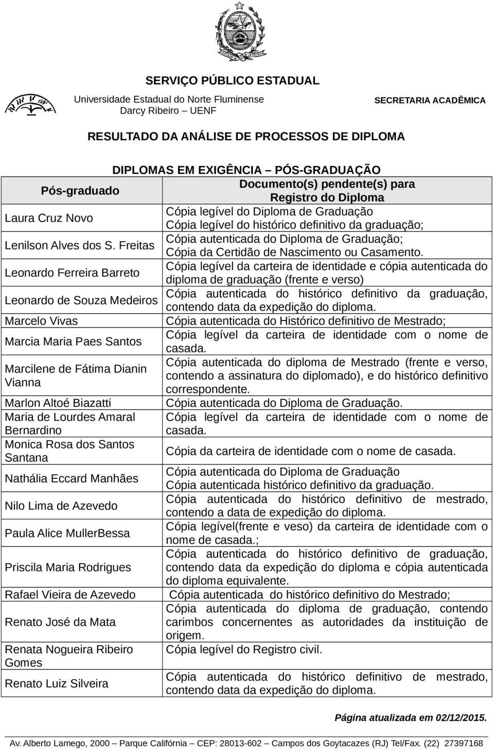 Leonardo Ferreira Barreto Cópia legível da carteira de identidade e cópia autenticada do diploma de graduação (frente e verso) Cópia autenticada do histórico definitivo da graduação, Leonardo de