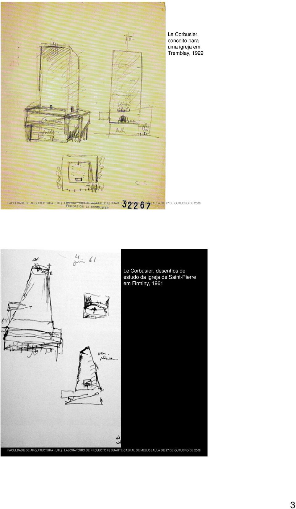 Corbusier, desenhos de estudo da