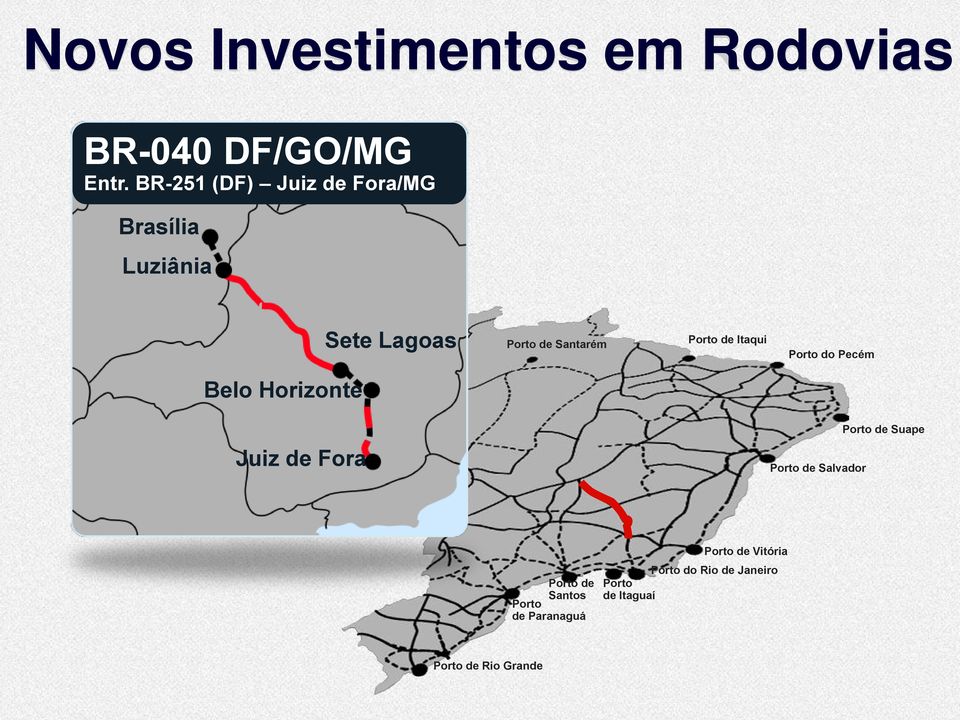 Itaqui Porto do Pecém Belo Horizonte Suape Juiz de Fora Salvador