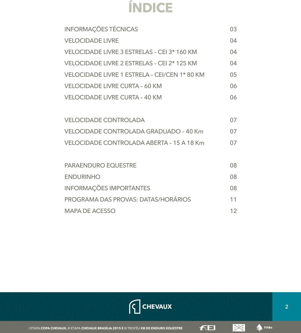 LIVRE CURTA 40 KM 06 VELOCIDADE CONTROLADA 07 VELOCIDADE CONTROLADA GRADUADO 40 Km 07 VELOCIDADE CONTROLADA ABERTA 15 A