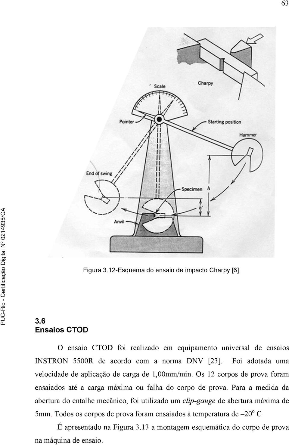 Para a medida da abertura do entalhe mecânico, foi utilizado um clip-gauge de abertura máxima de 5mm.