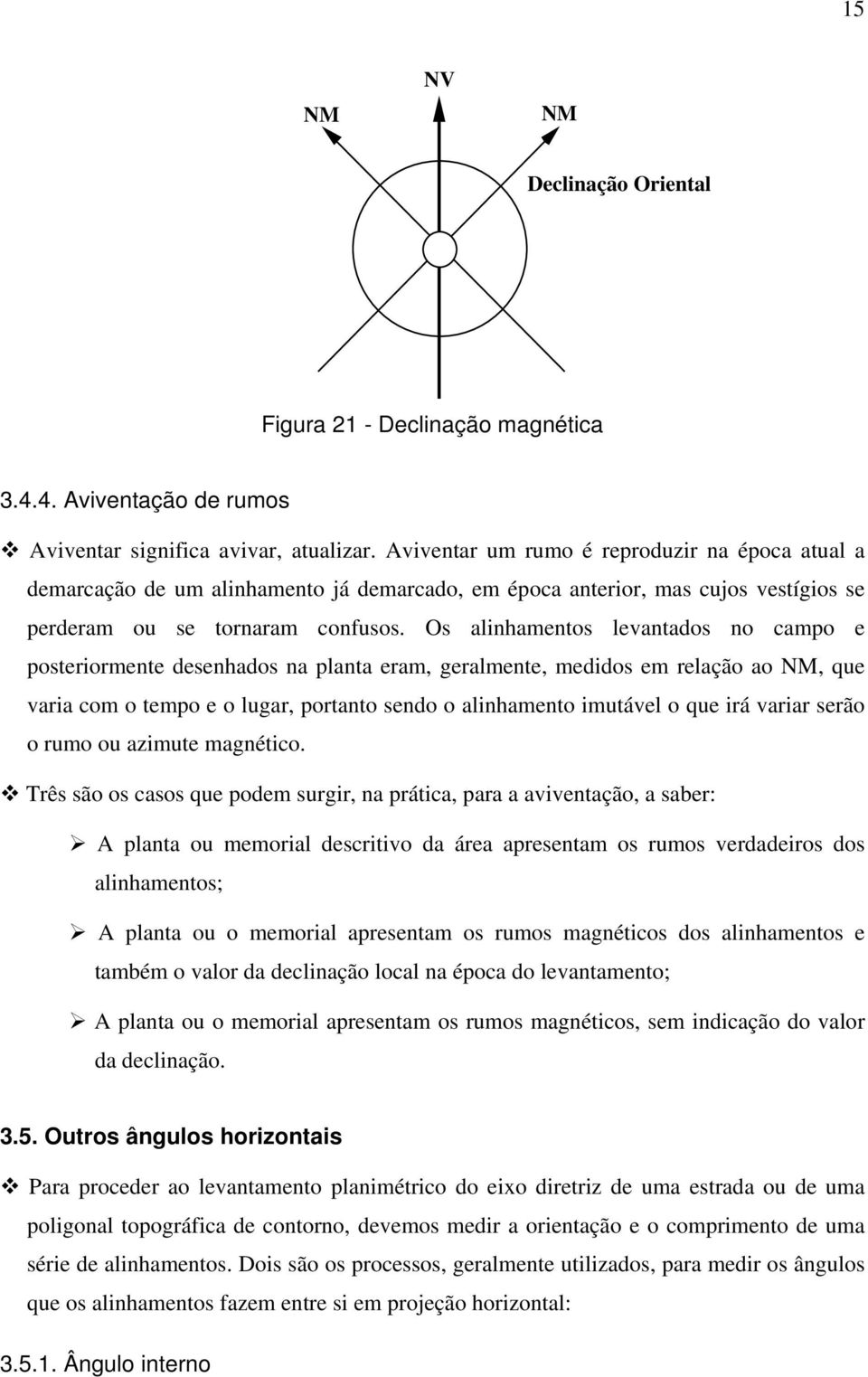 Os alinhamentos levantados no campo e posteriormente desenhados na planta eram, geralmente, medidos em relação ao NM, que varia com o tempo e o lugar, portanto sendo o alinhamento imutável o que irá