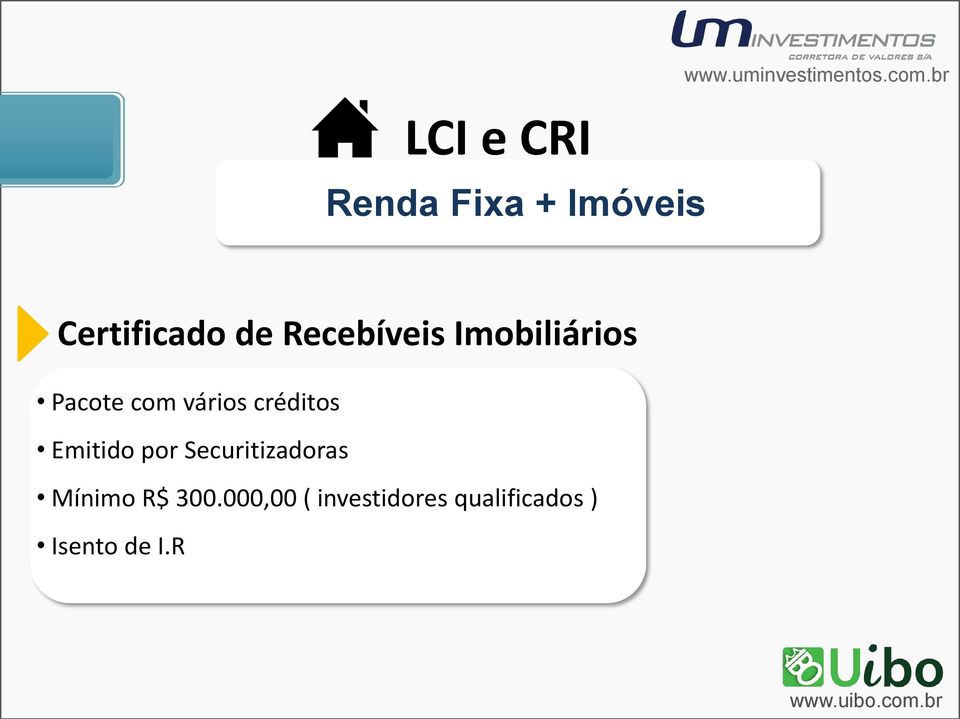 Recebíveis Imobiliários Pacote com vários créditos