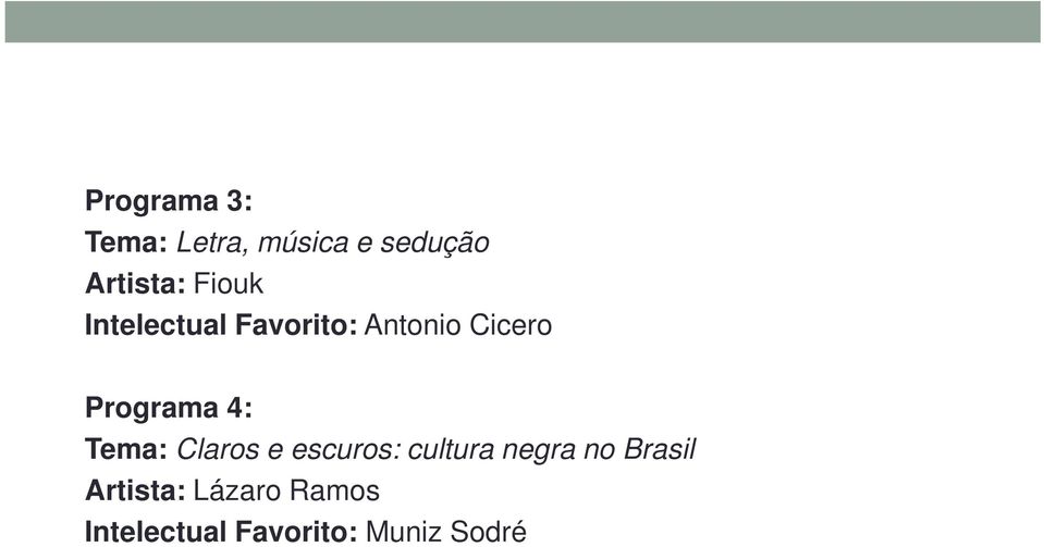 4: Tema: Claros e escuros: cultura negra no Brasil