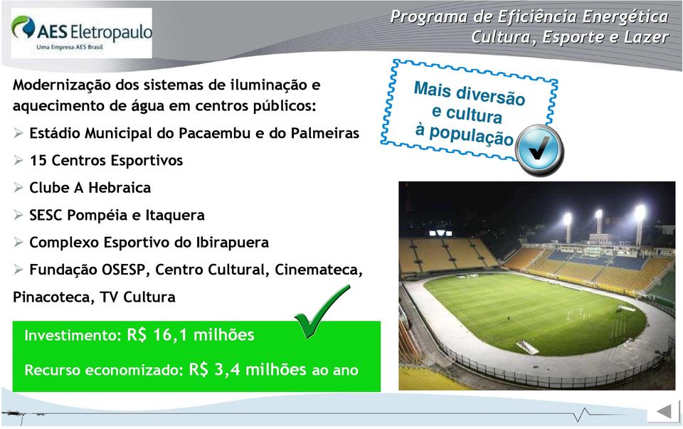 Itaquera Complexo Esportivo do Ibirapuera Fundação OSESP, Centro Cultural, Cinemateca, Pinacoteca, TV Cultura