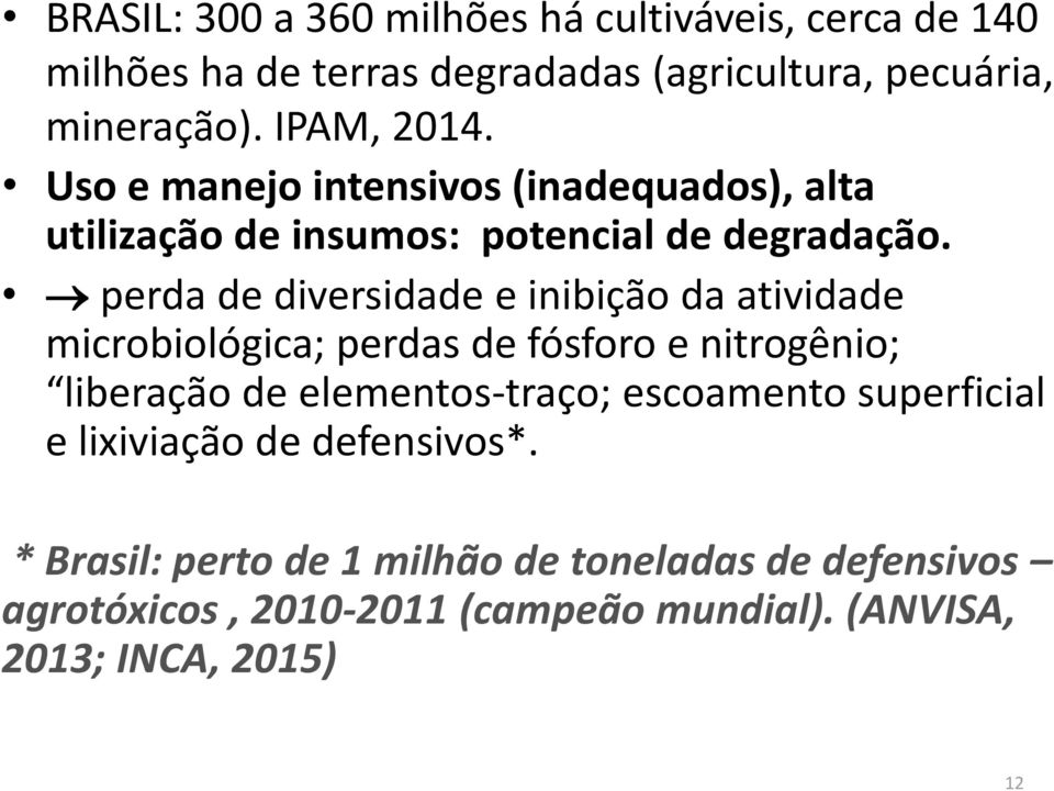 perda de diversidade e inibição da atividade microbiológica; perdas de fósforo e nitrogênio; liberação de elementos-traço;