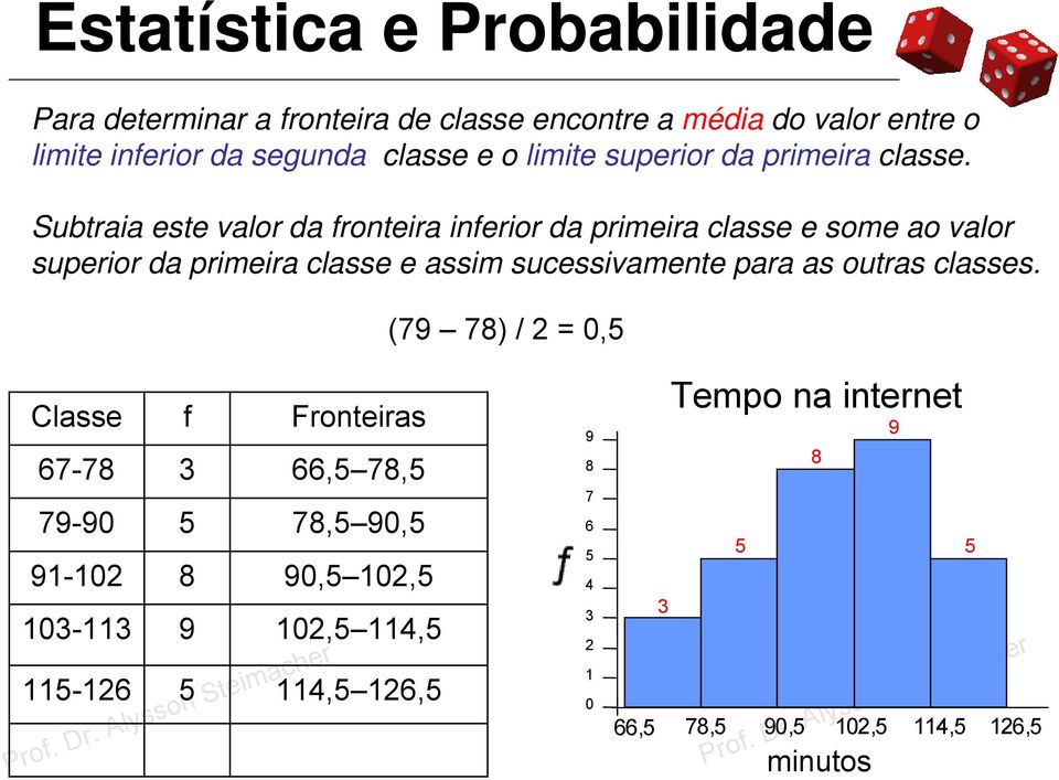 Subtraia este valor da fronteira inferior da primeira classe e some ao valor superior da primeira classe e assim