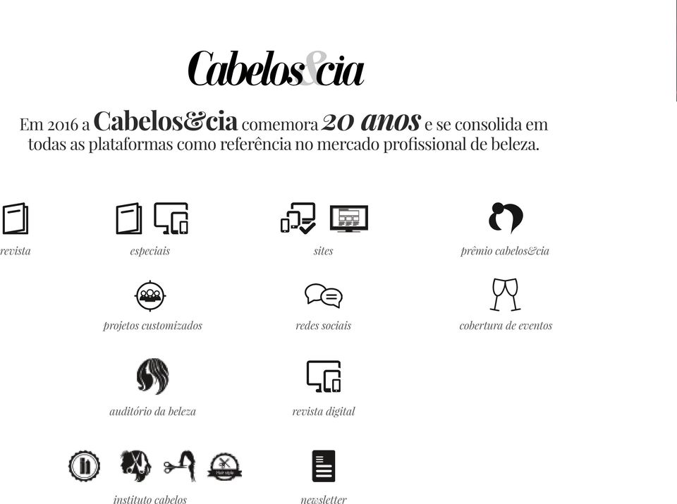 revista especiais sites prêmio cabelos&cia projetos customizados redes