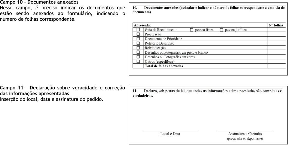 de folhas correspondente.