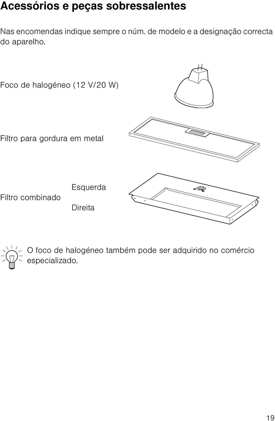 Foco de halogéneo (12 V/20 W) Filtro para gordura em metal Filtro