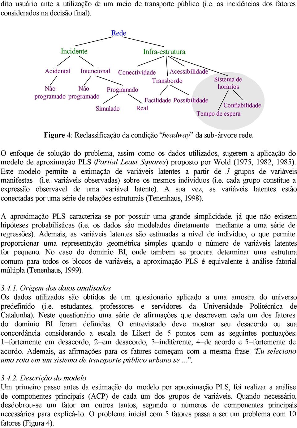 Confiabilidade Tempo de espera Figure 4: Reclassificação da condição headway da sub-árvore rede.