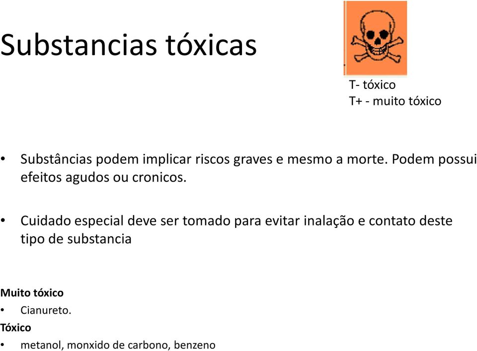 Cuidado especial deve ser tomado para evitar inalação e contato deste tipo