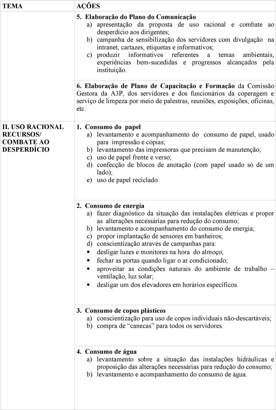 cartazes, etiquetas e informativos; c) produzir informativos referentes a temas ambientais, experiências bem-sucedidas e progressos alcançados pela instituição. 6.