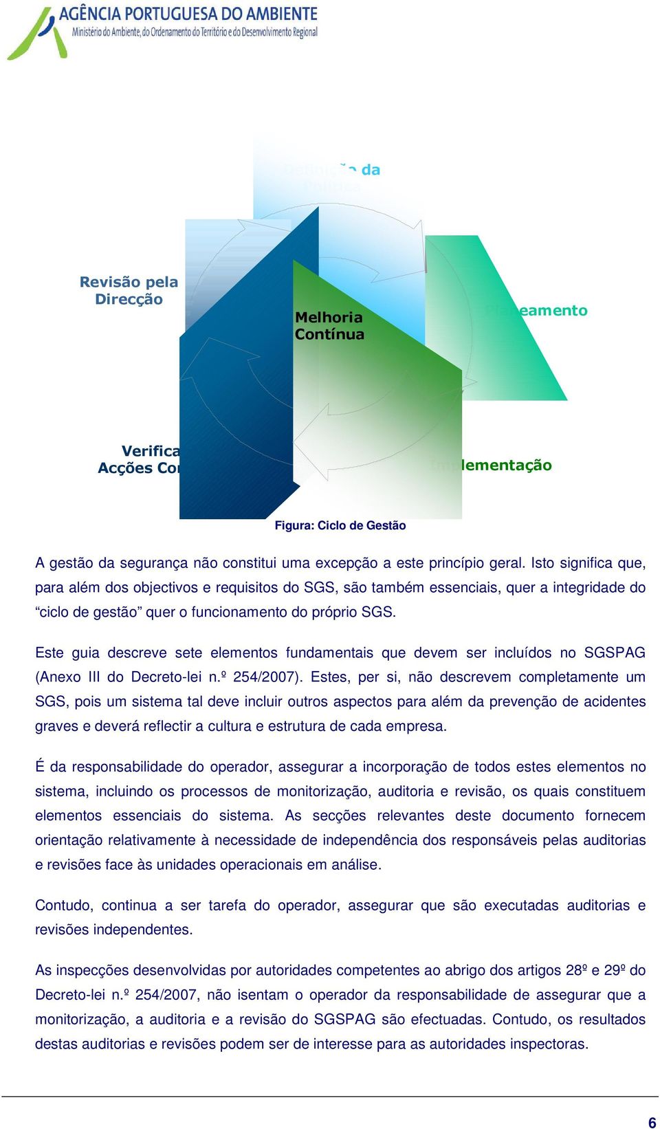 Este guia descreve sete elementos fundamentais que devem ser incluídos no SGSPAG (Anexo III do Decreto-lei n.º 254/2007).