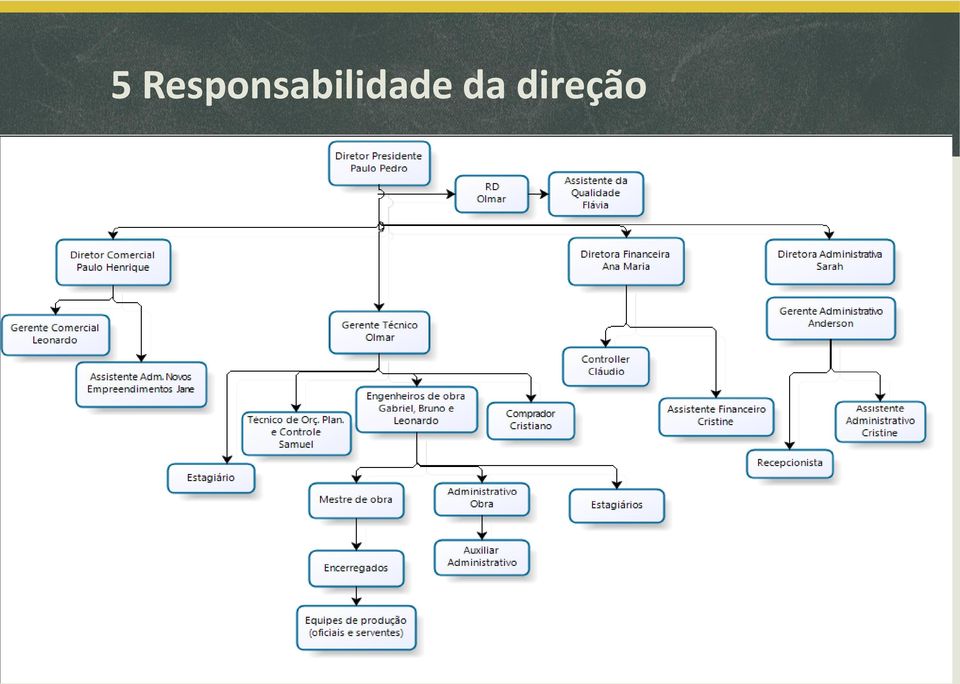 suas decisões sobre a organização.