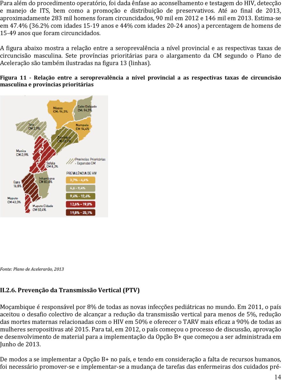 2% com idades 15-19 anos e 44% com idades 20-24 anos) a percentagem de homens de 15-49 anos que foram circuncidados.