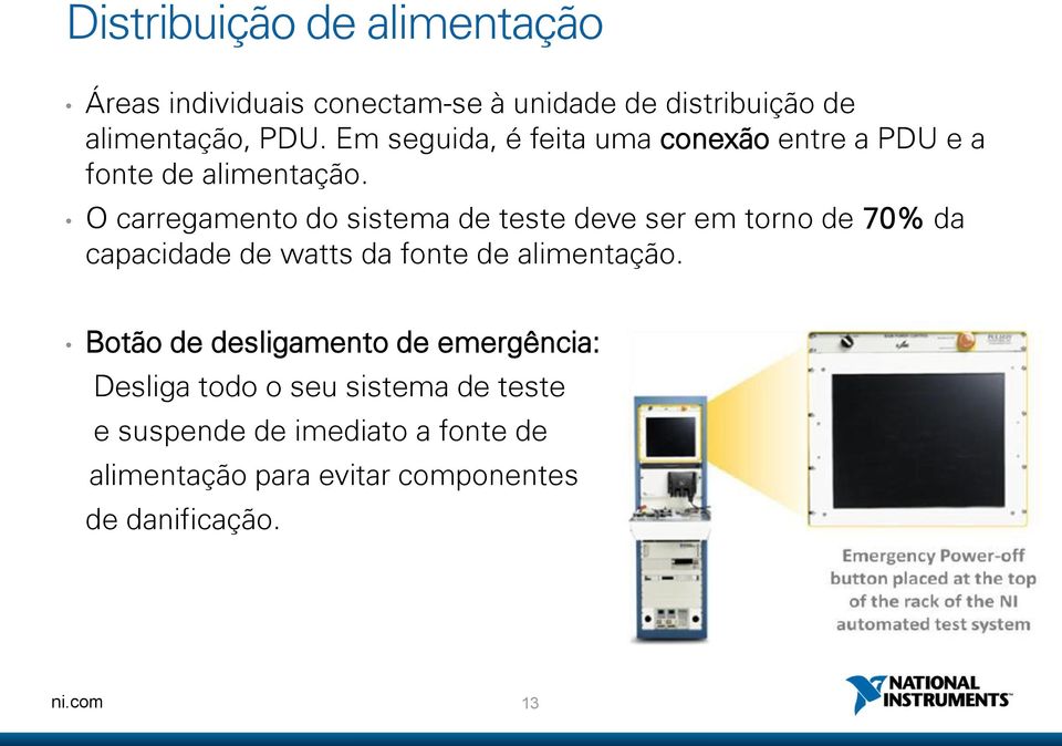 O carregamento do sistema de teste deve ser em torno de 70% da capacidade de watts da fonte de alimentação.