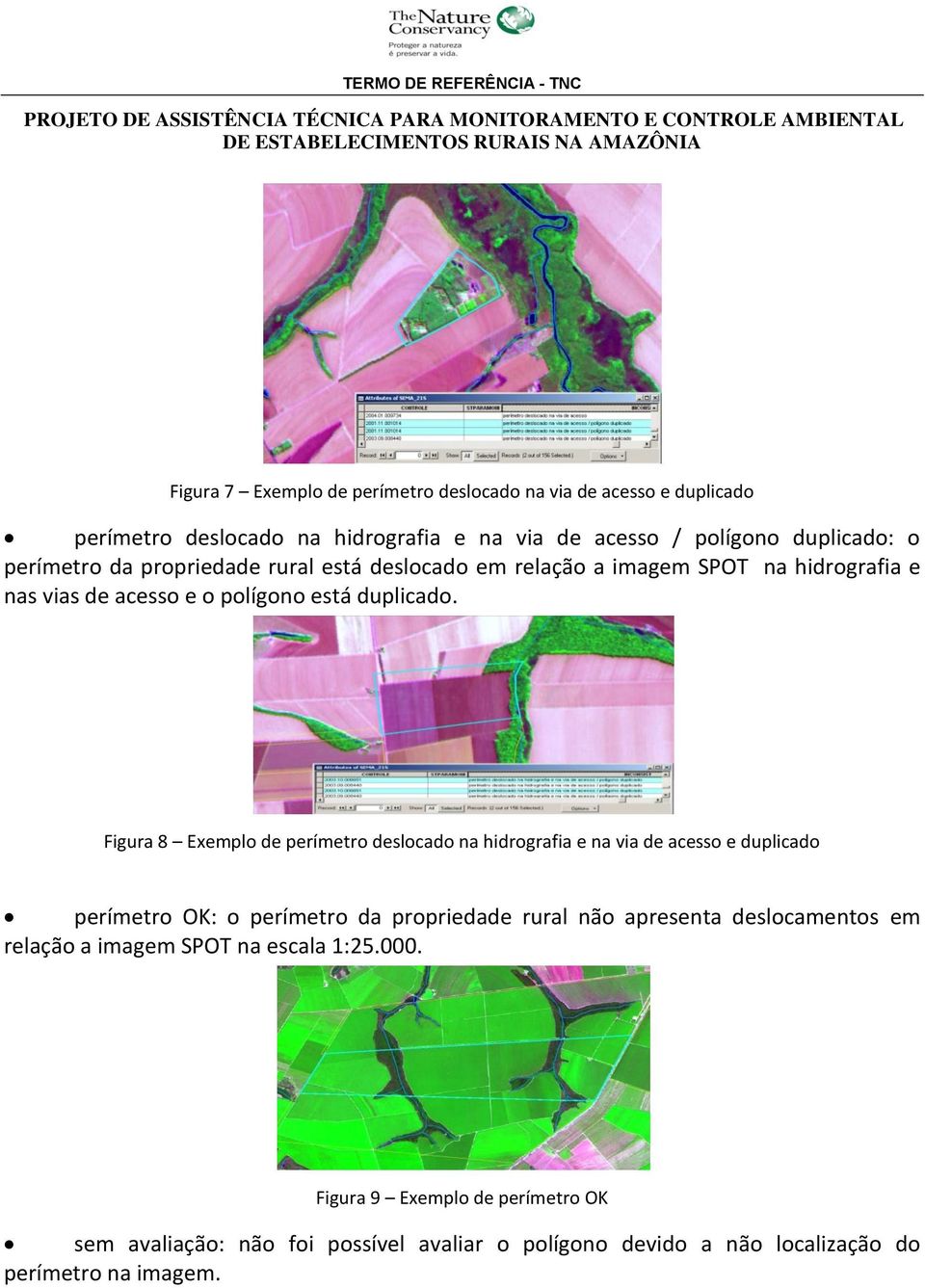 Figura 8 Exemplo de perímetro deslocado na hidrografia e na via de acesso e duplicado perímetro OK: o perímetro da propriedade rural não apresenta