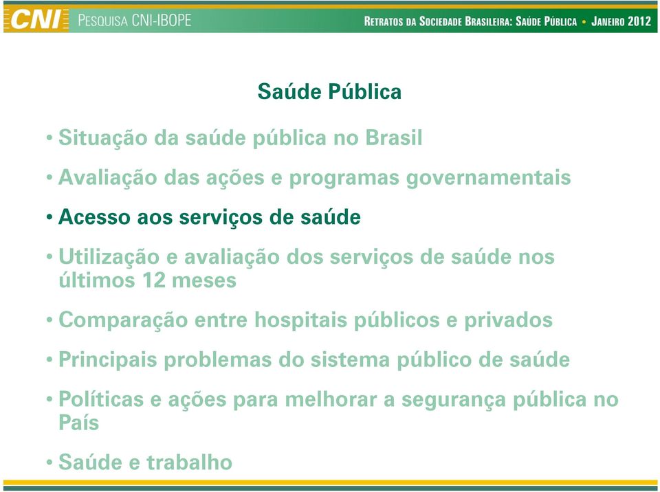 nos últimos 12 meses Comparação entre hospitais públicos e privados Principais problemas