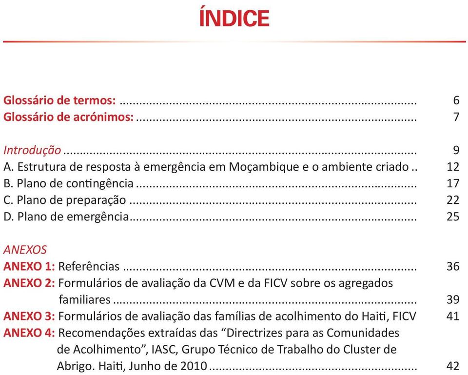 .. 36 ANEXO 2: Formulários de avaliação da CVM e da FICV sobre os agregados familiares.