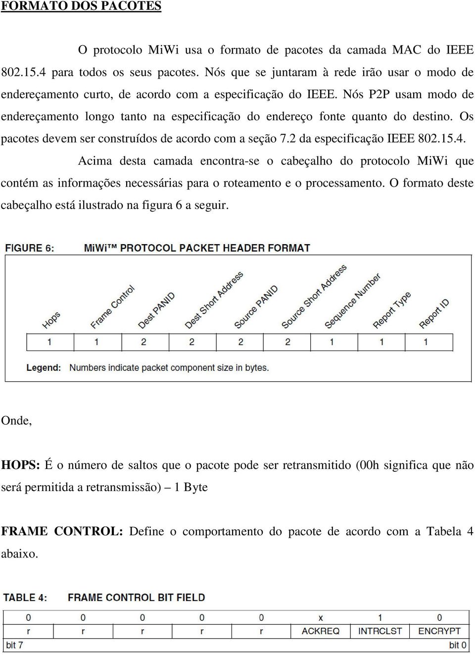 Nós P2P usam modo de endereçamento longo tanto na especificação do endereço fonte quanto do destino. Os pacotes devem ser construídos de acordo com a seção 7.2 da especificação IEEE 802.15.4.