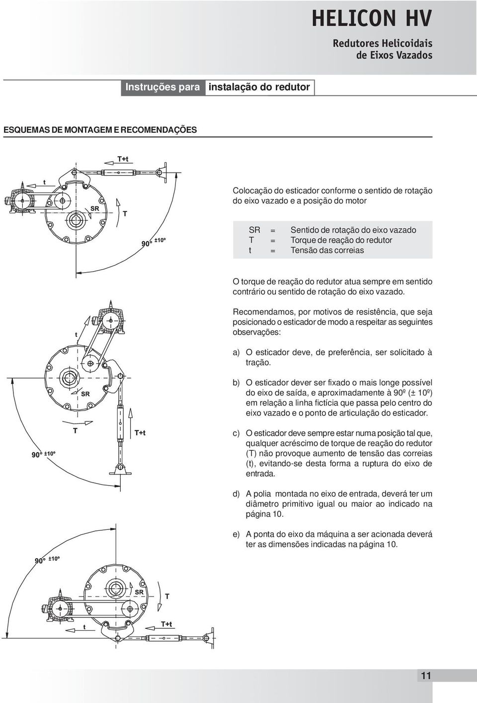 vazado. Recomendamos, por motivos de resistência, que seja posicionado o esticador de modo a respeitar as seguintes observações: a) O esticador deve, de preferência, ser solicitado à tração.