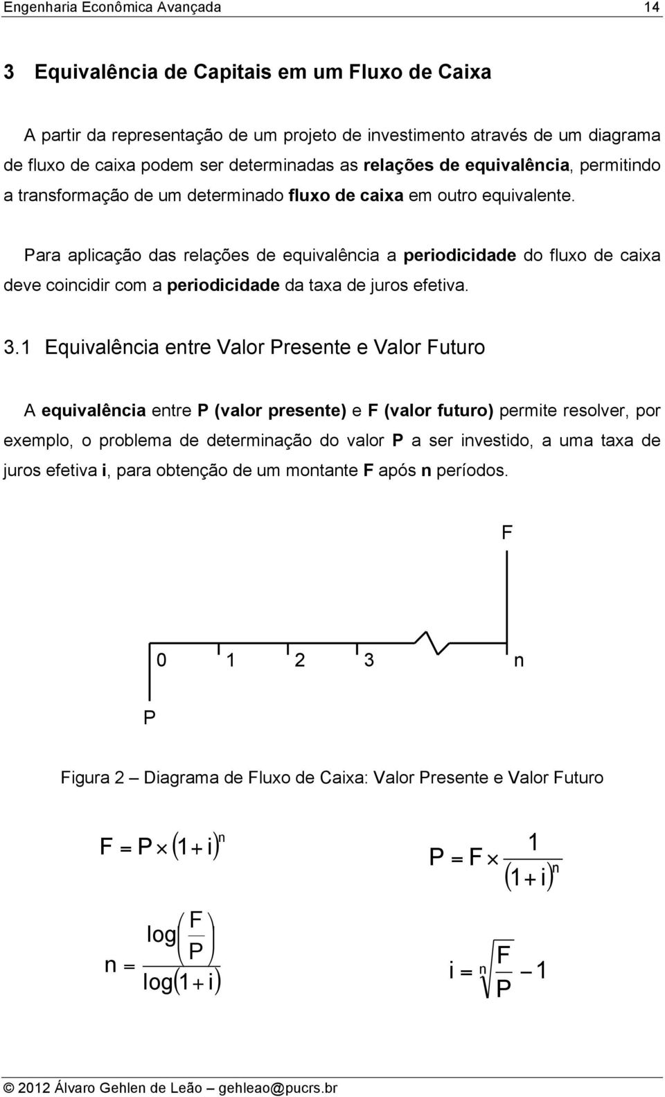 Para aplicação das relações de equivalêcia a periodicidade do fluxo de caixa deve coicidir com a periodicidade da taxa de juros efetiva. 3.