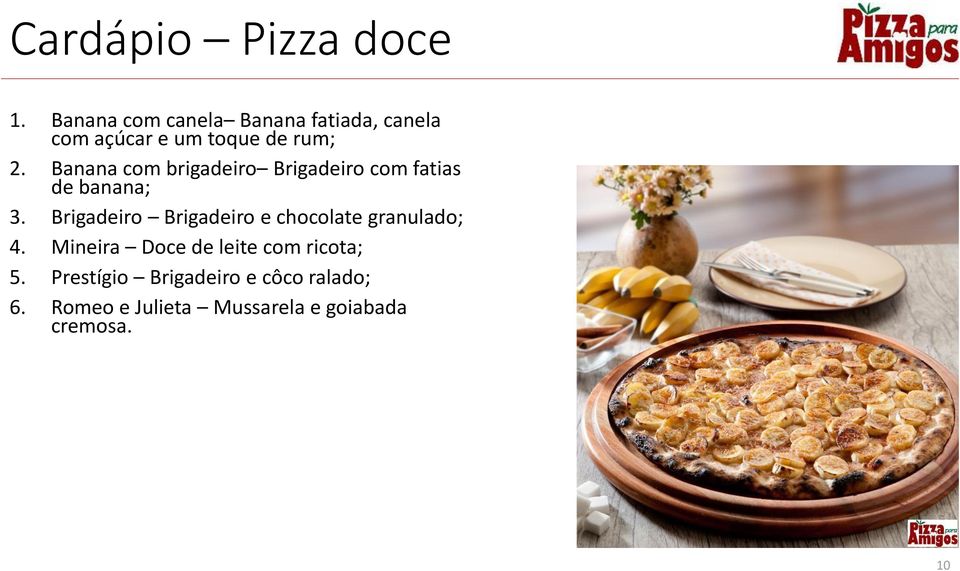 Banana com brigadeiro Brigadeiro com fatias de banana; 3.