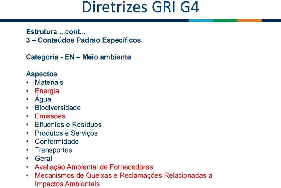 Energia Água Biodiversidade Emissões Efluentes e Resíduos Produtos e Serviços