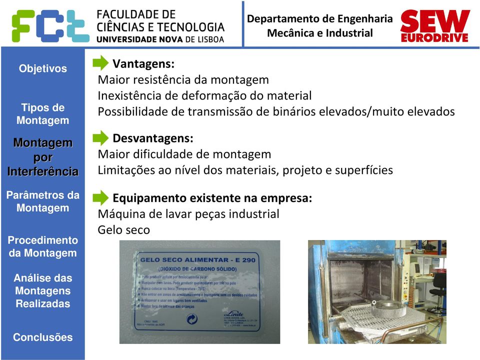 Desvantagens: Maior dificuldade de montagem Limitações ao nível dos materiais,