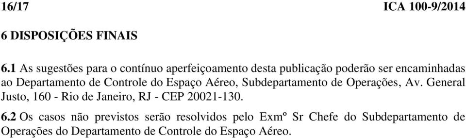 Departamento de Controle do Espaço Aéreo, Subdepartamento de Operações, Av.