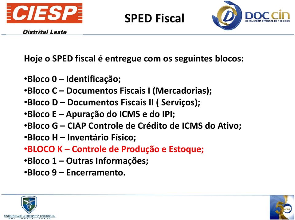 ApuraçãodoICMSedoIPI; BlocoG CIAPControledeCréditodeICMSdoAtivo; Bloco H Inventário