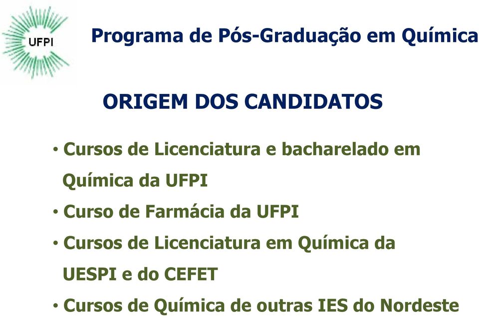 da UFPI Cursos de Licenciatura em Química da UESPI