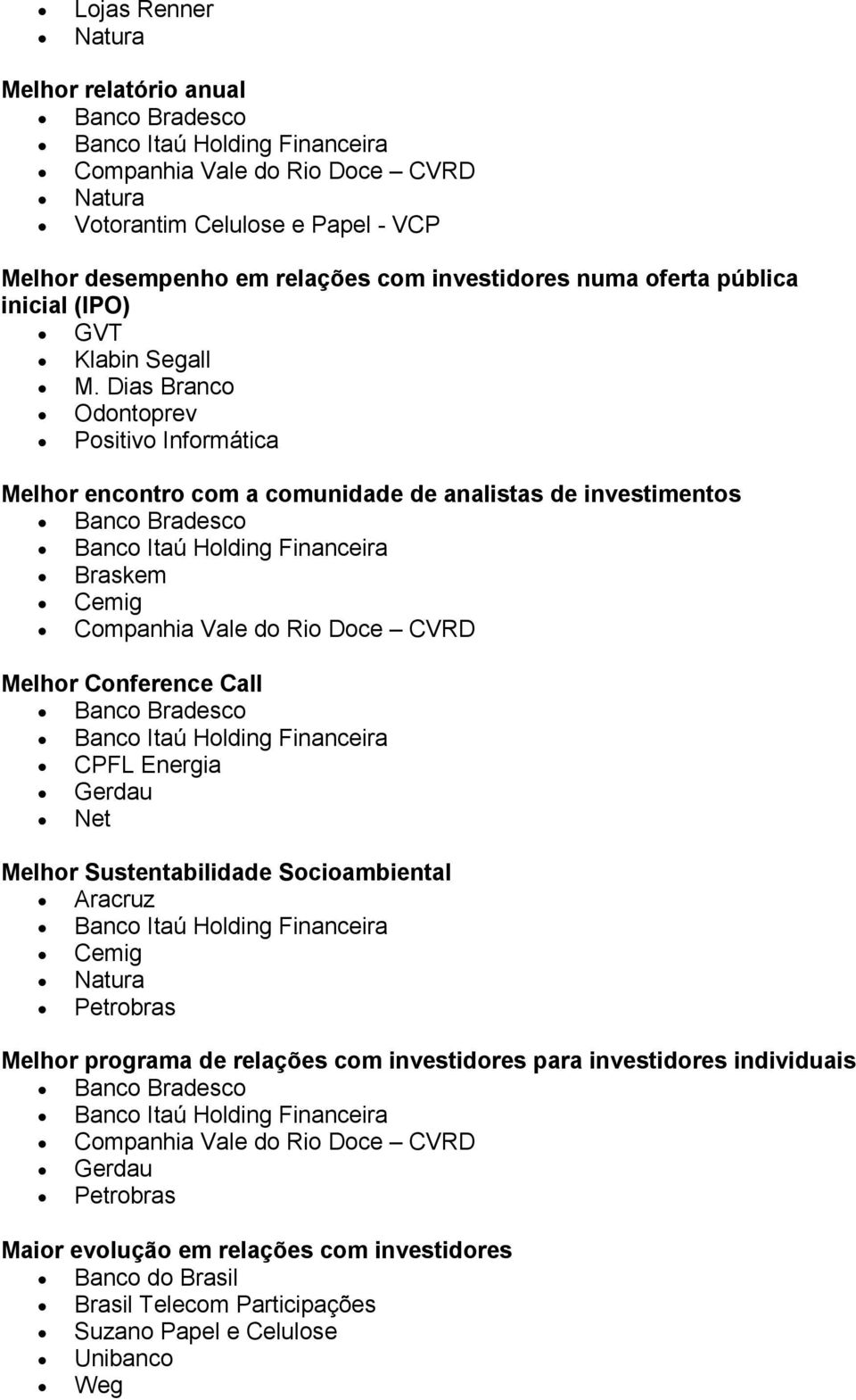 Dias Branco Odontoprev Positivo Informática Melhor encontro com a comunidade de analistas de investimentos Braskem Cemig Melhor Conference Call CPFL Energia